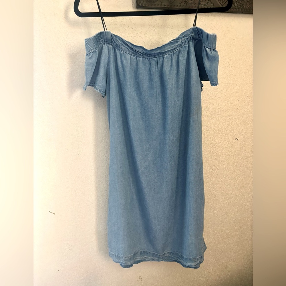 Kut from the Kloth Blue Flutter Sleeve Off-Shoulder Mini Dress